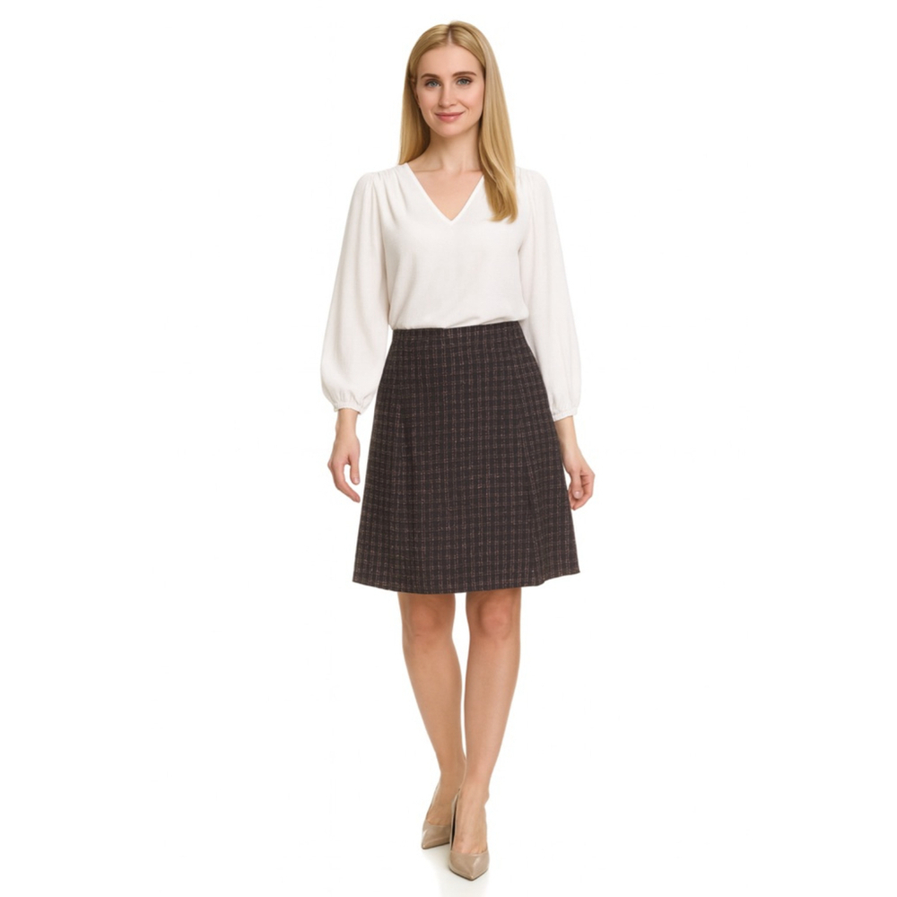 Peace of Cloth Brown Plaid A Line Skirt Size 8